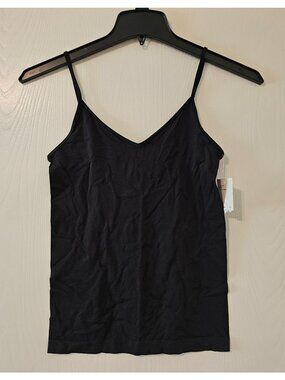 NWT So Favorite V-Neck Seamless Womens Blk Cami W/Adj Straps Supersoft L Capsule